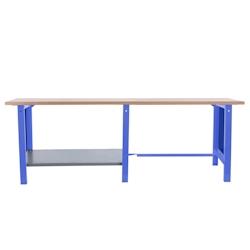 PROREGAL Etabli BUFFALO WOOD | HxLxP 86,5x260x75cm | Capacité de Charge 1000kg | Bleu - bleu métal PR_RS157-87_0