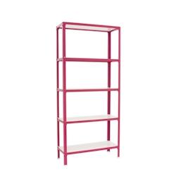 PROREGAL Étagère de vie LIVING KOALA WOOD avec 5 étagères | HxLxP 180x80x30cm | Charge du compartiment 150kg | Rose/Blanc - métal RS108-03_0
