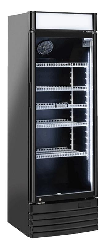 Réfrigérateur noir pour boissons avec 1 porte vitrée et panneau publicitaire - 300 litres - DC 328CB - CH_0