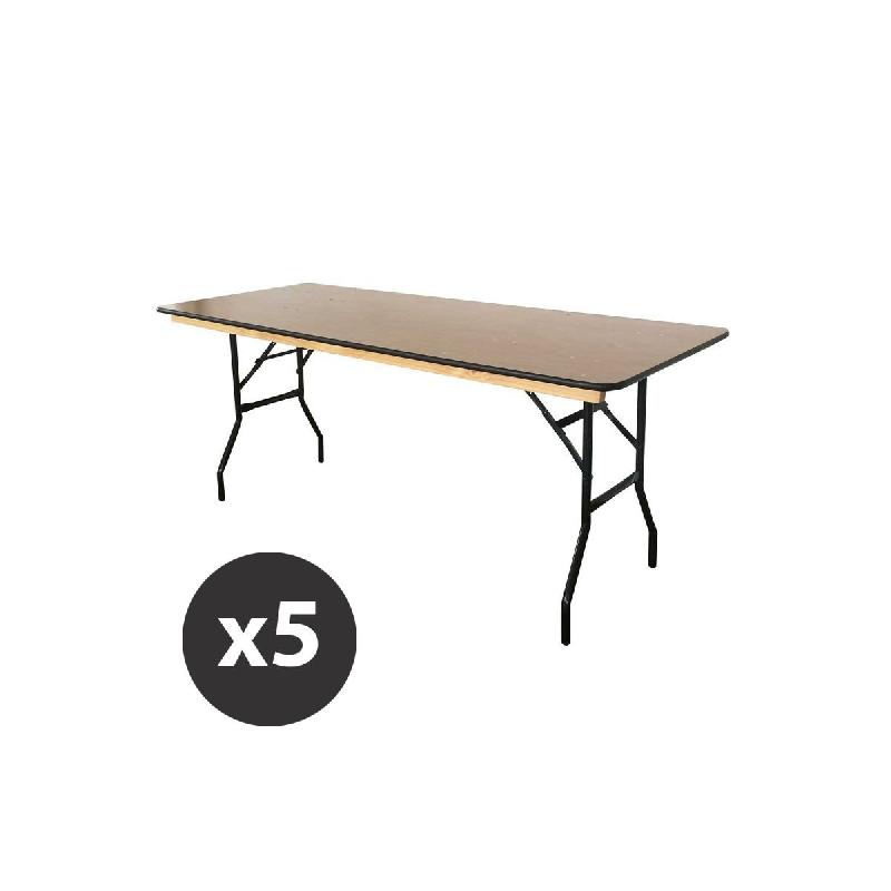 Table pliante en bois 180 cm - Lot de 5 - Usage professionnel intensif_0