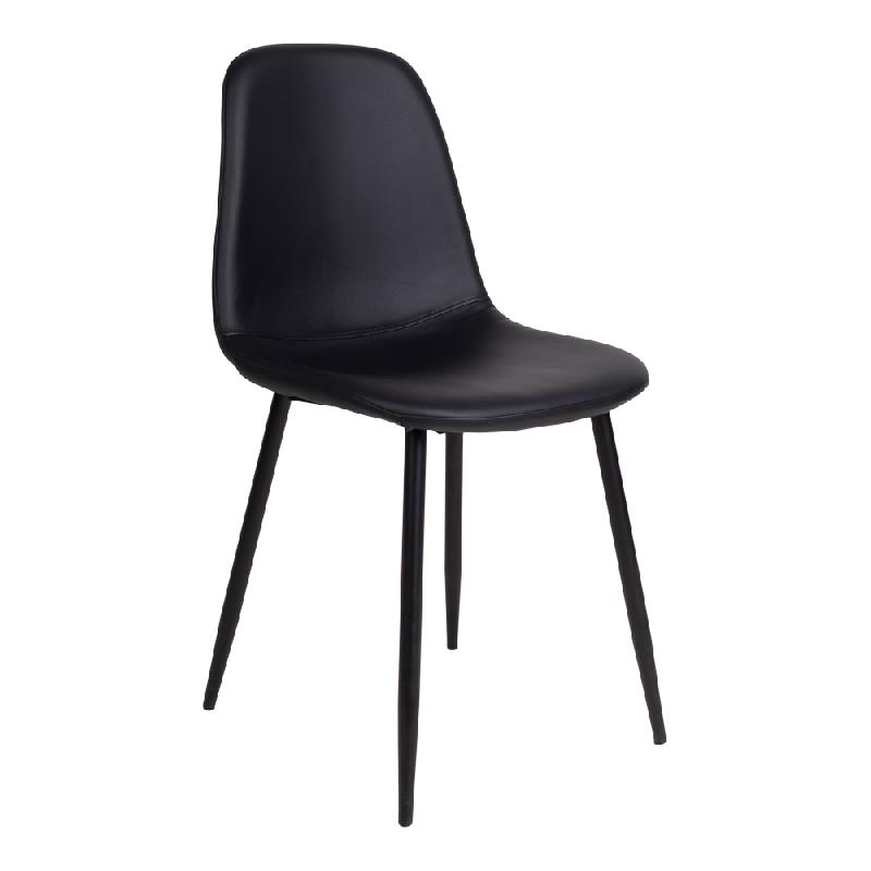 Chaise de repas scandinave STOCKHOLM - Similicuir noir - Pieds métal - Confort rembourré_0