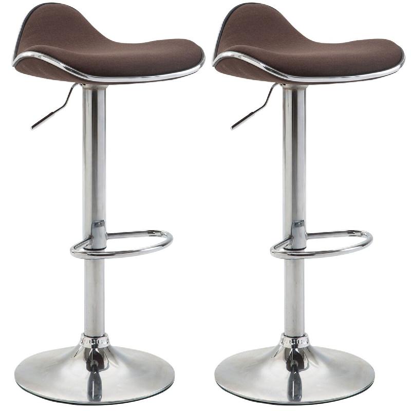CLP Lot de 2 Tabourets de bar Shanghai en tissu Marron - marron textile 313951_0