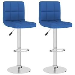 Décoshop26 - Lot de 2 tabourets de bar chaises hautes en tissu bleu base en acier DEC029621 - bleu 3000257467486_0