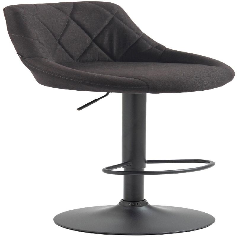 Décoshop26 - Tabouret de bar chaise haute x 1 avec coutures décoratives assise en tissu gris foncé pieds noir 10_0005089 - gris 3000252455976_0