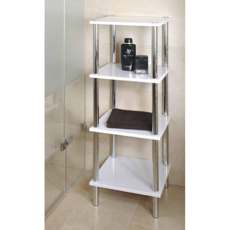 Étagère design 4 niveaux INES 107 cm blanc - Paris Prix - Acier & MDF, tendance et moderne_0