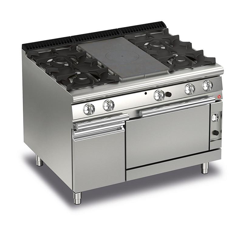 Fourneau - 4 feux vifs gaz + 1/2 plaque coup de feu sur four gaz et placard fermé - 70QTPMFG121 - 33.5 KW_0