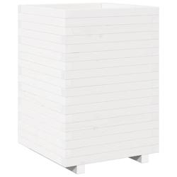 Helloshop26 - Jardinière bac lit surélevé plantes fleurs terrasse jardin 50 x 50 x 72,5 cm bois de pin massif blanc 02_0037681 - 3000214272009_0