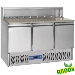 Table de préparation réfrigérée - 3 portes GN 1/1 - 380 litres - Structure en inox avec plan de travail en granit - SR3/R6_0