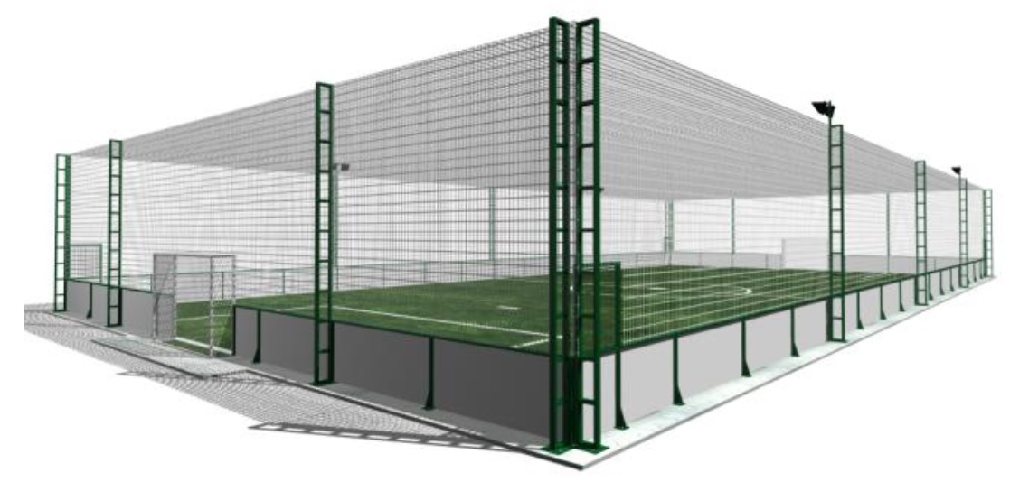 Terrain complet foot en salle indoor futsal avec pelouse_0