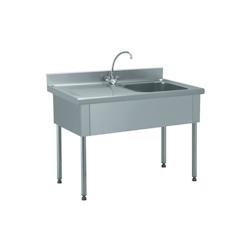 Tournus Equipement - Plonge 1 bac avec égouttoir à gauche et robinetterie mélangeuse - Inox 1200 mm - Réf. 816662_0