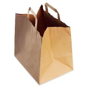250 SACS KRAFT POIGNÉES PLATES 32 X 21 X 26 CM