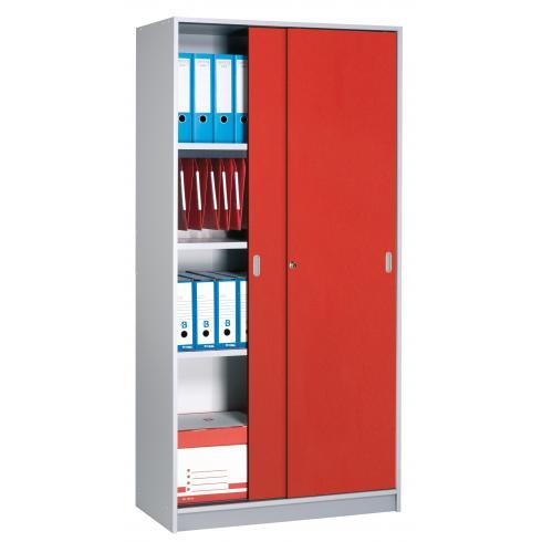 ARMOIRE HARMONIE H 180 X L 90 X P 44 CM CORPS ALUMINIUM PORTES COULISSANTES COULEUR CERISE