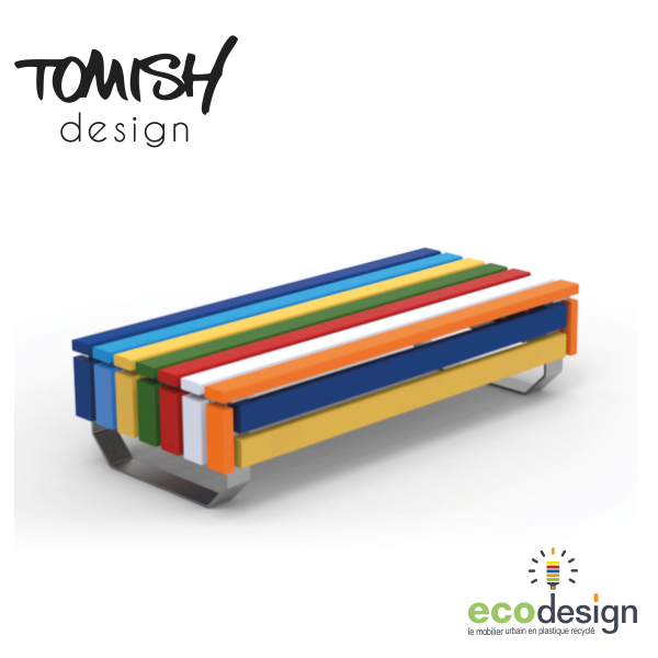 Banc public en plastique doulbe assise eco design tomish_0