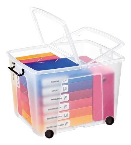 LOT DE 5 - BAC DE RANGEMENT EN PLASTIQUE STRATA AVEC ROUES - 75 LITRES