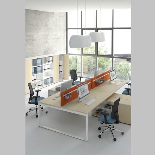 Bureau bench 2 postes sur meuble OGI Q - plateau 80 cm - rangement intégré avec serrure_0