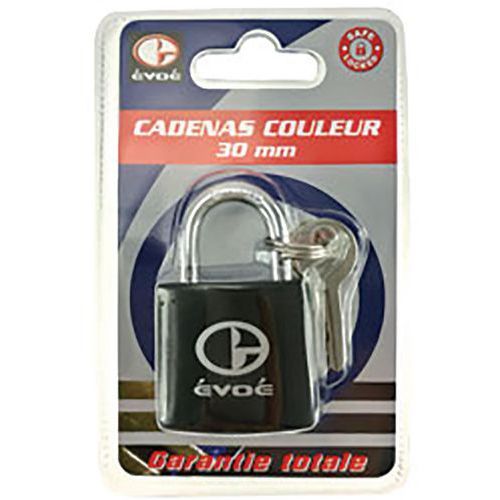 CADENAS AVEC CLÉ À CLIQUET DE 30 MM ET DE COULEUR NOIRE