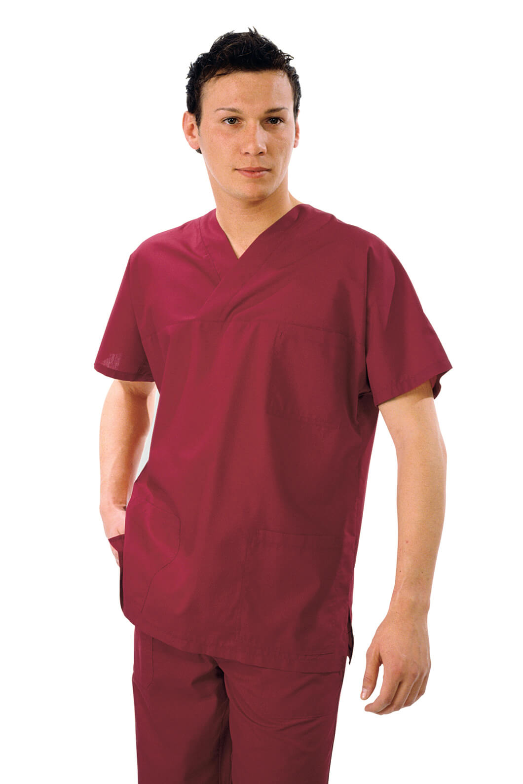 CASAQUE MÉDICALE COL EN V UNISEXE ROUGE
