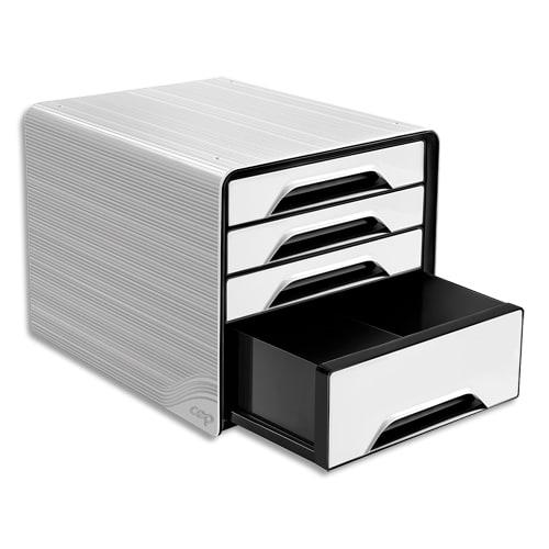 Cep module de classement Smoove blanc/noir - 3 tiroirs standard + 1 tiroir maxi - 36 x 27,1 x 28,8 cm - polystyrène recyclable_0