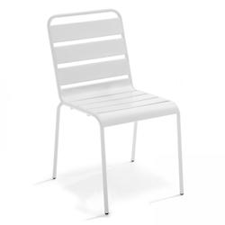 Oviala Business - Chaise en métal blanche Palavas - Acier thermolaqué - Anti-rouille - Empilable - 105764_0