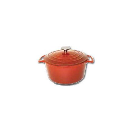COCOTTE RONDE ORANGE EN FONTE VOGUE PROFESSIONNELLE - 205 MM DE DIAMÈTRE
