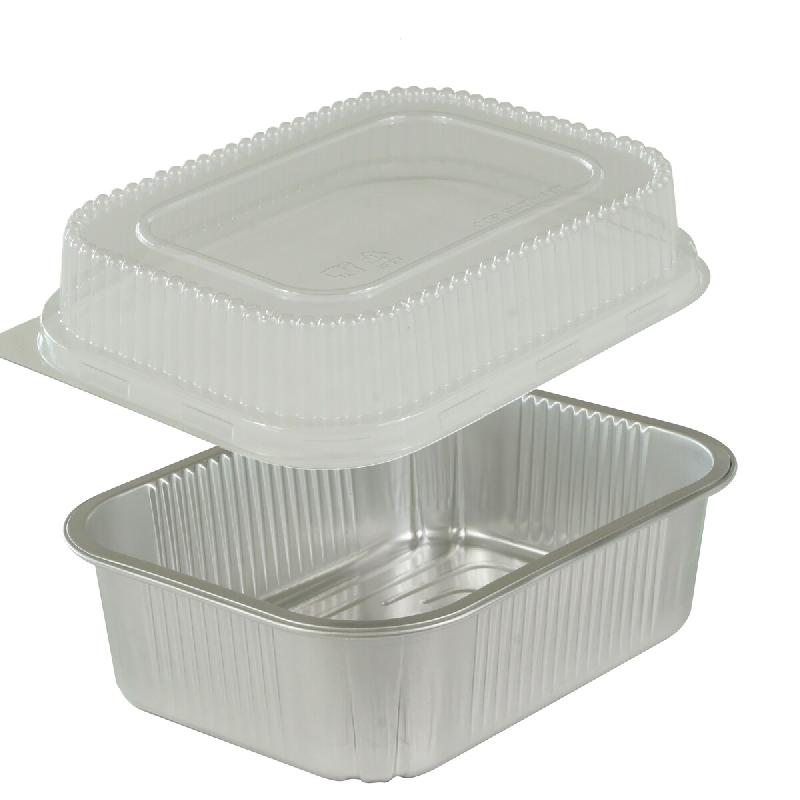 Combo Pro NOVATRAY PLAT ULTRA RIGIDE Alu 500ml (159x120mm) + Couvercle PP (H. Totale: 48+23=71mm) - Kit Snacking - Lot de 600 - KPR500_0