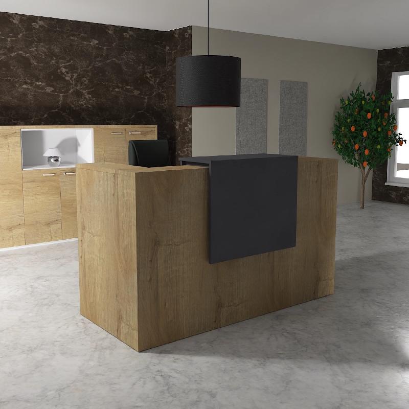 Comptoir d'accueil Delta First avec réhausse - Mobel Linea. - 164, Anthracite, Chêne veiné_0