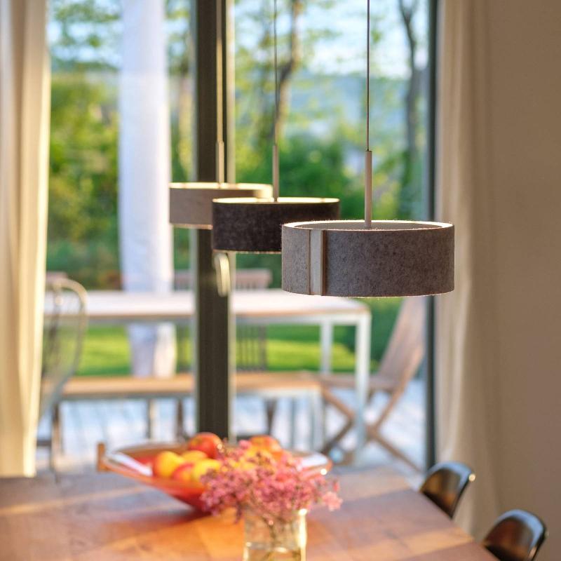 DOMUS SUSPENSION LED LARAFELT S, Ø20CM, GRIS/BLANC LAITEUX
