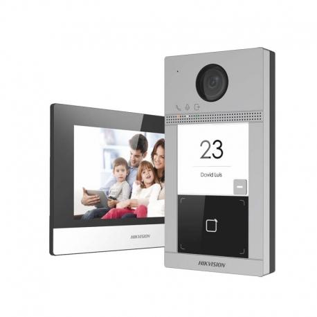 Kit interphone vidéo IP Hikvision DS-KIS604-S - Antivandal avec caméra Full HD, vision nocturne et stockage SD_0