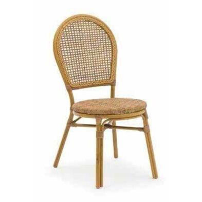 Emh Chaise professionnelle Tammy empilable – aluminium effet bois et effet rotin – usage intérieur/extérieur - TAMMYCH_0