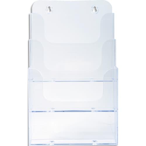 Porte-revues En Plexiglass Cristal Noir 3 Cases A5 - Hauteur 107 Cm, Largeur Case 15,5 Cm, Design Moderne