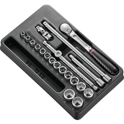 FACOM 1 MODULE DOUILLES 3/8 POUCES 6 PANS - 20 PIÈCES FACOM