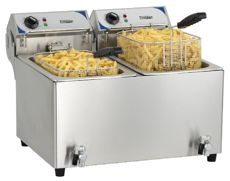 Friteuse professionnelle electrique avec vanne de vidange 2 x 10 litres puissance 2 x 2 800 w / 230 v - CFEV102B_0