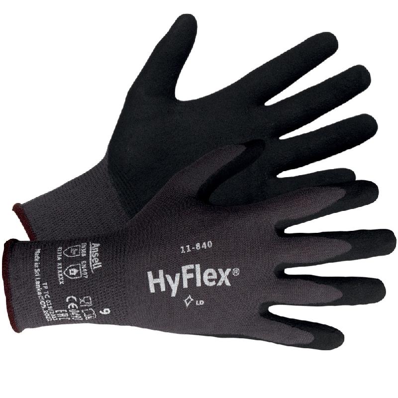 GANTS DE MANUTENTION ANSELL HYFLEX 11-840 TAILLE 10, LOT DE 12 PAIRES