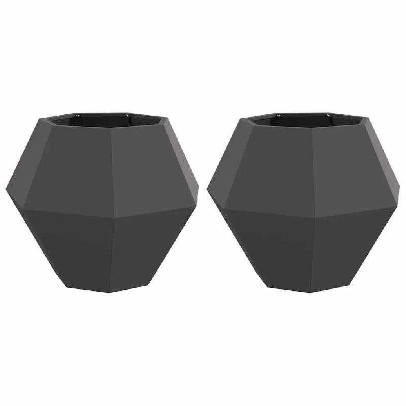 Helloshop26 - Lot de 2 jardinières rectangulaires pour extérieur 75 x 75 x 60 cm design pratique en acier noir 02_0053105 - noir acier 3000237761054_0