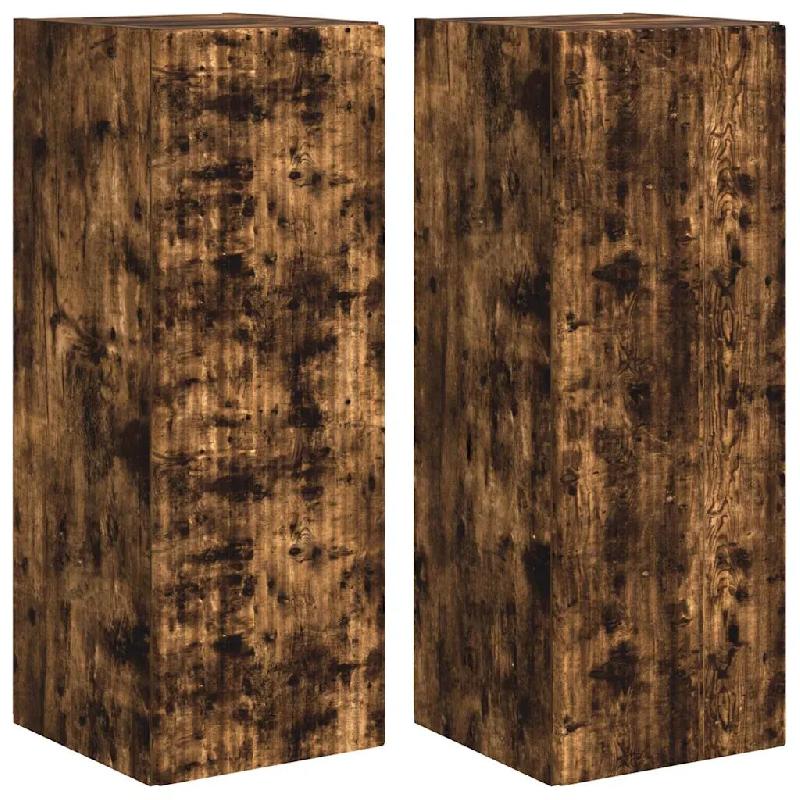 Helloshop26 - Meuble TV mural moderne avec construction murale 30 x 31 x 80 cm en bois d'ingénierie chêne fumé 02_0054978 - Bois massif 3000238749969_0
