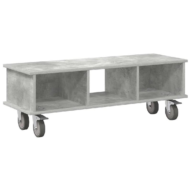 Helloshop26 - Meuble TV rectangulaire moderne rangement multi-usages salon 100 x 35 x 35 cm en bois d'ingénierie gris béton 02_0054734 - gris Bois m_0