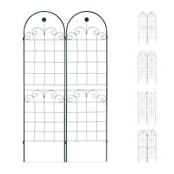 Helloshop26 - Treillis clôture plante grimpante arche jardin fer set de 2 vert  13_0002896_2 - 3000143678989_0
