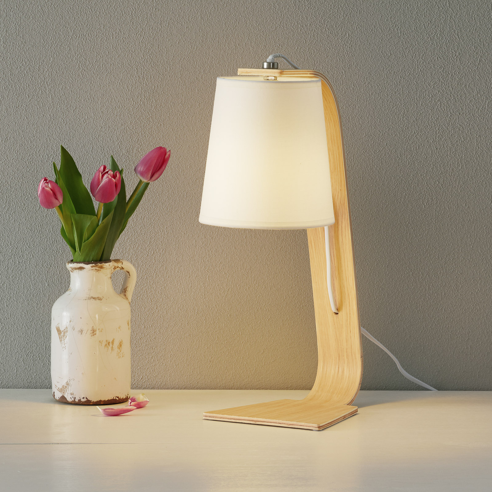 LUCIDE LAMPE À POSER NORDIC AVEC ABAT-JOUR EN TISSU