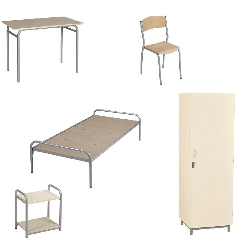 PACK LIT EVOLUTION ESSENTIEL 90 X 190 CM SOMMIER AGGLOMÉRÉ RAL 9006 GRIS ALU - MANUTAN COLLECTIVITÉS