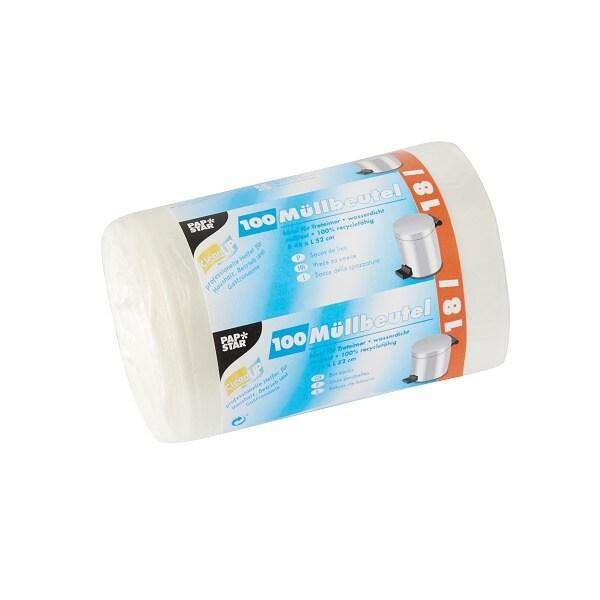Papstar Sac poubelle, 18 L, 52 cm x 46 cm, BLANC, 100 pièces - plastique 12089_0