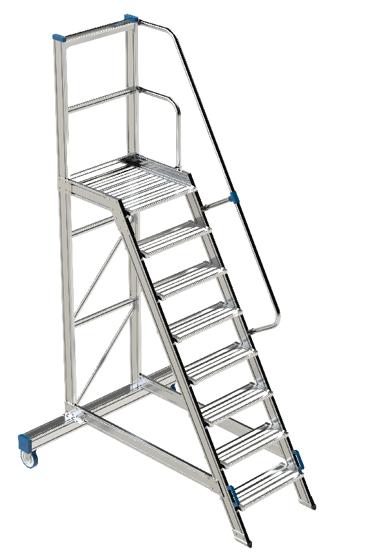 Plateforme de travail en aluminium avec inclinaison 60° - Normée EN131.7 - Plateforme antidérapante 600 x 600 mm - Charge 150 kg_0