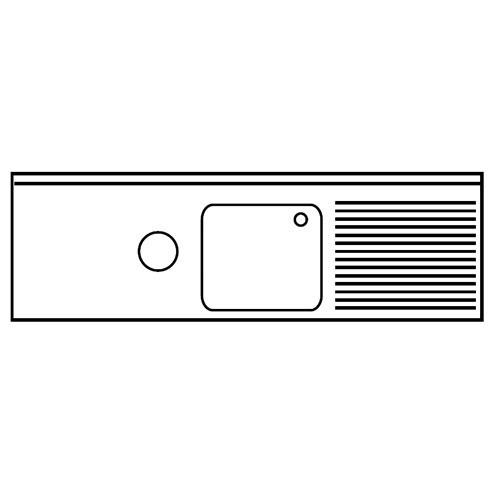 Plonge inox 1 bac et orifice vide-déchets à poser P 700 mm - 1800, à droite_0