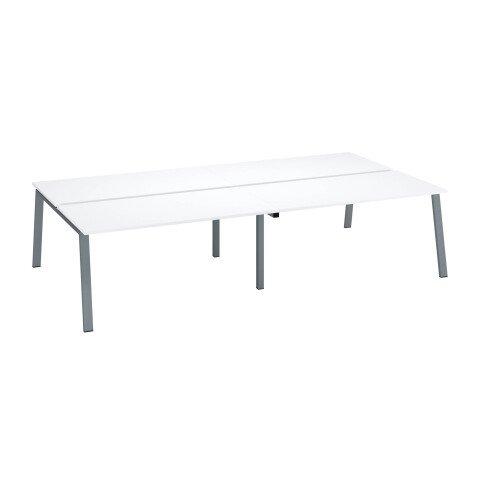 PÔLE 4 BUREAUX ECLA BLANC L 160 X P 80 CM PIÈTEMENT MÉTAL ALUMINIUM