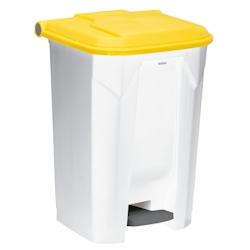 UTILO - Poubelle de tri à pédale 80L blanc/jaune - 54064 - ROSSIGNOL - jaune plastique 54064_0