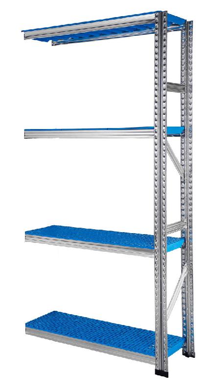 Rayonnage galvaplast bleu l.900 x p.400 mm suivant4 niveaux_0