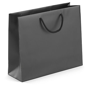 SAC PELLICULÉ MAT NOIR EFFET RELIEF À POIGNÉES CORDELIÈRES 30 X 25 X 10 CM