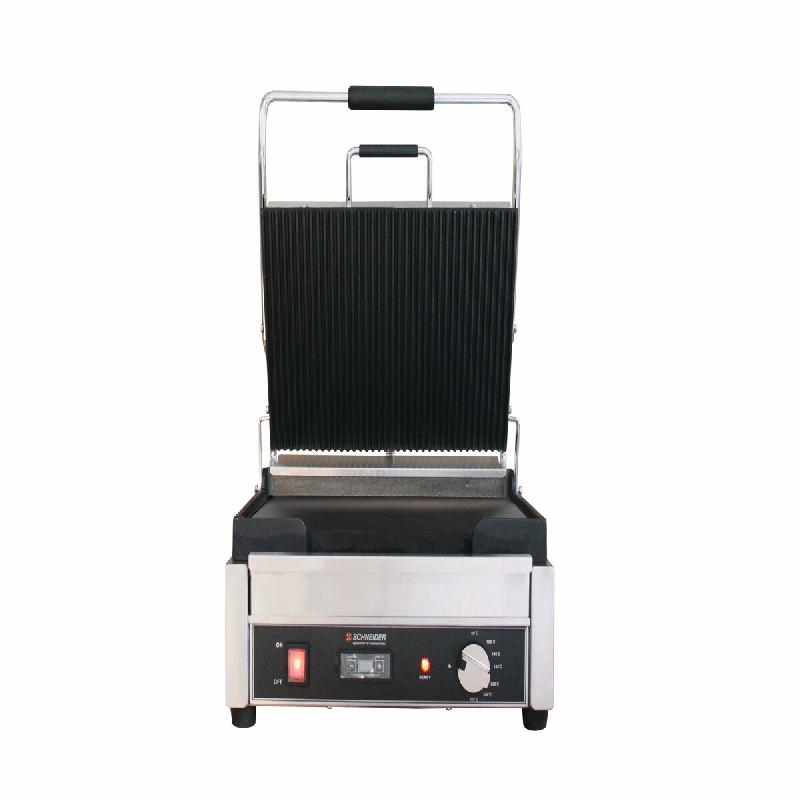 Schneider - Gril de contact grand format - rainuré / lisse, surface de cuisson : 29 x 38 cm, dimensions extérieures : 41x52x27 cm - fonte 150930_0