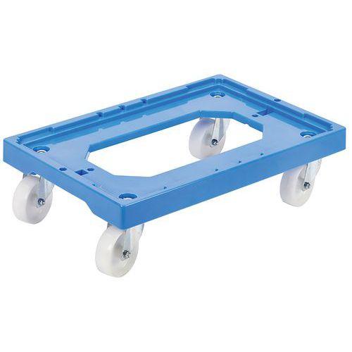SOCLE ROULEUR 4 ROUES PIVOTANTES - CHAPE ACIER - BLEU - GILAC