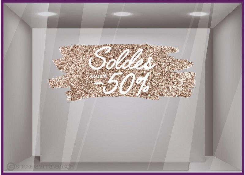 Sv861 l57 x h22 impr - adhésif pour vitrine - stickers vitrines - dimensions 57 x 22 cm - décor pailleté or cuivré_0