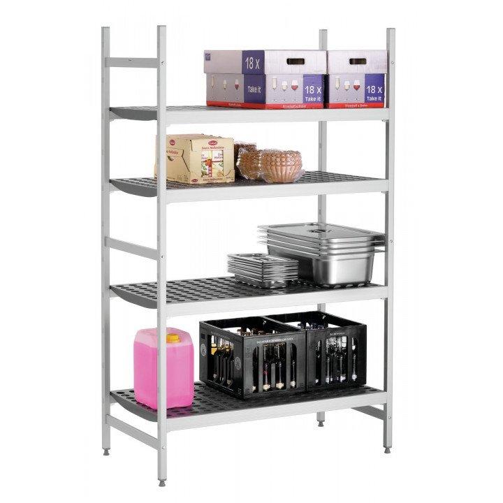 Système inox de rayonnage 4 niveaux (L)1080 mm, compatible GN, en aluminium, à monter_0